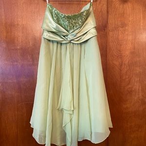 Green Jessica McClintock formal strapless dress